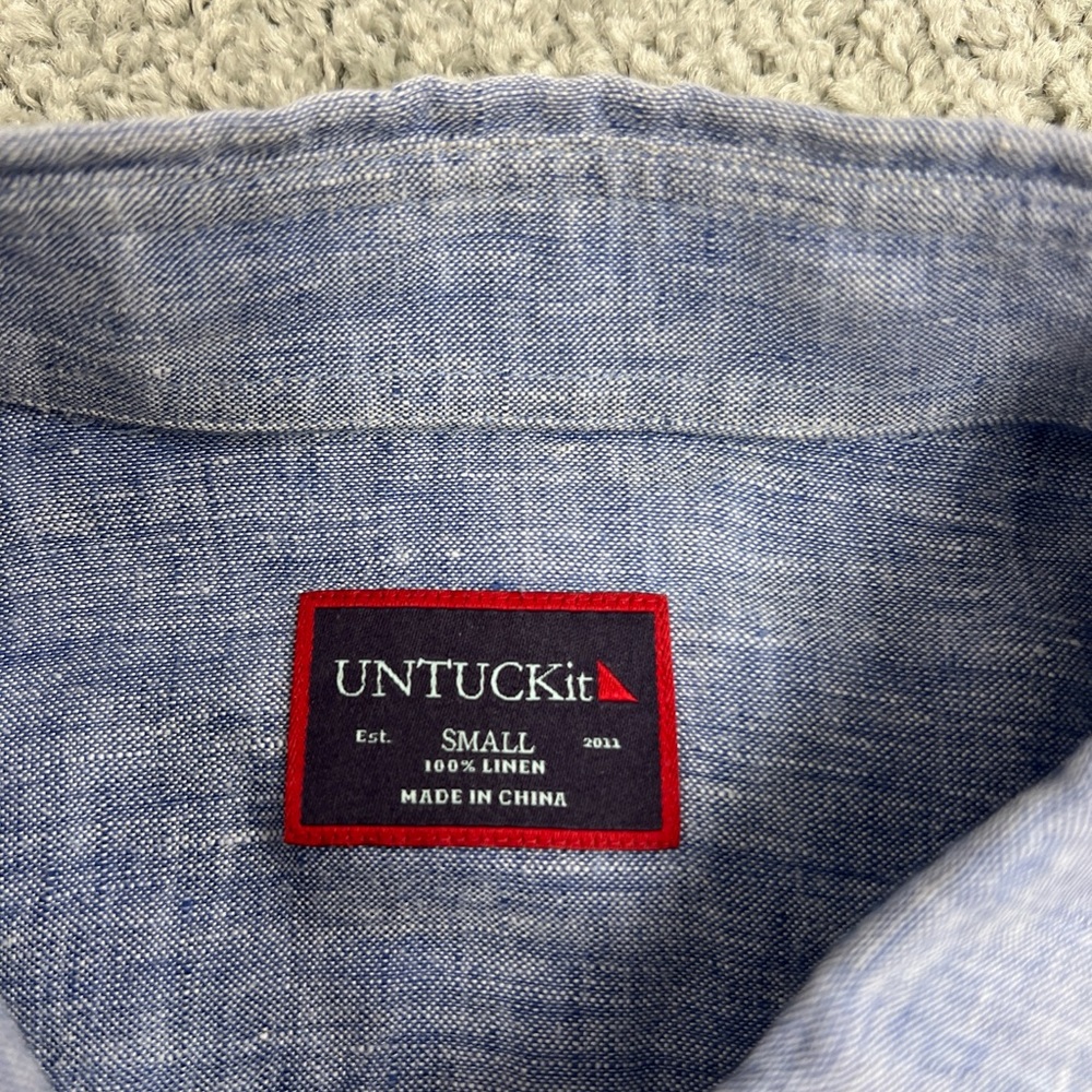 UNTUCKit Men's Small Blue Linen Shirt